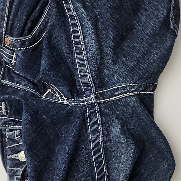 True Religion Women's  Denim Skinny Dark Wash Blue Jeans White Stitch Size 27 - Picture 10 of 16